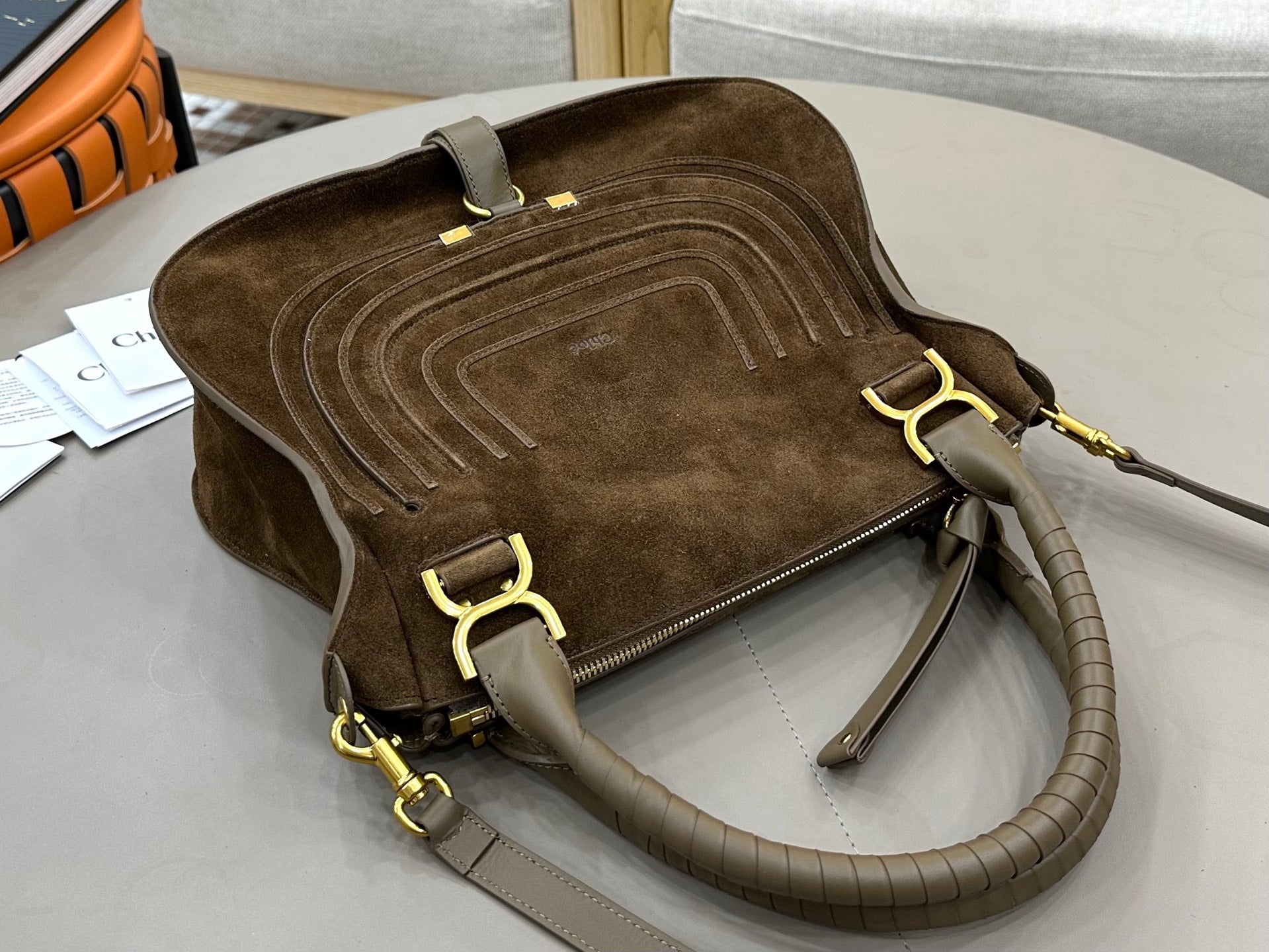 Chloe Marcie Bag Dark Brown Suede 281259