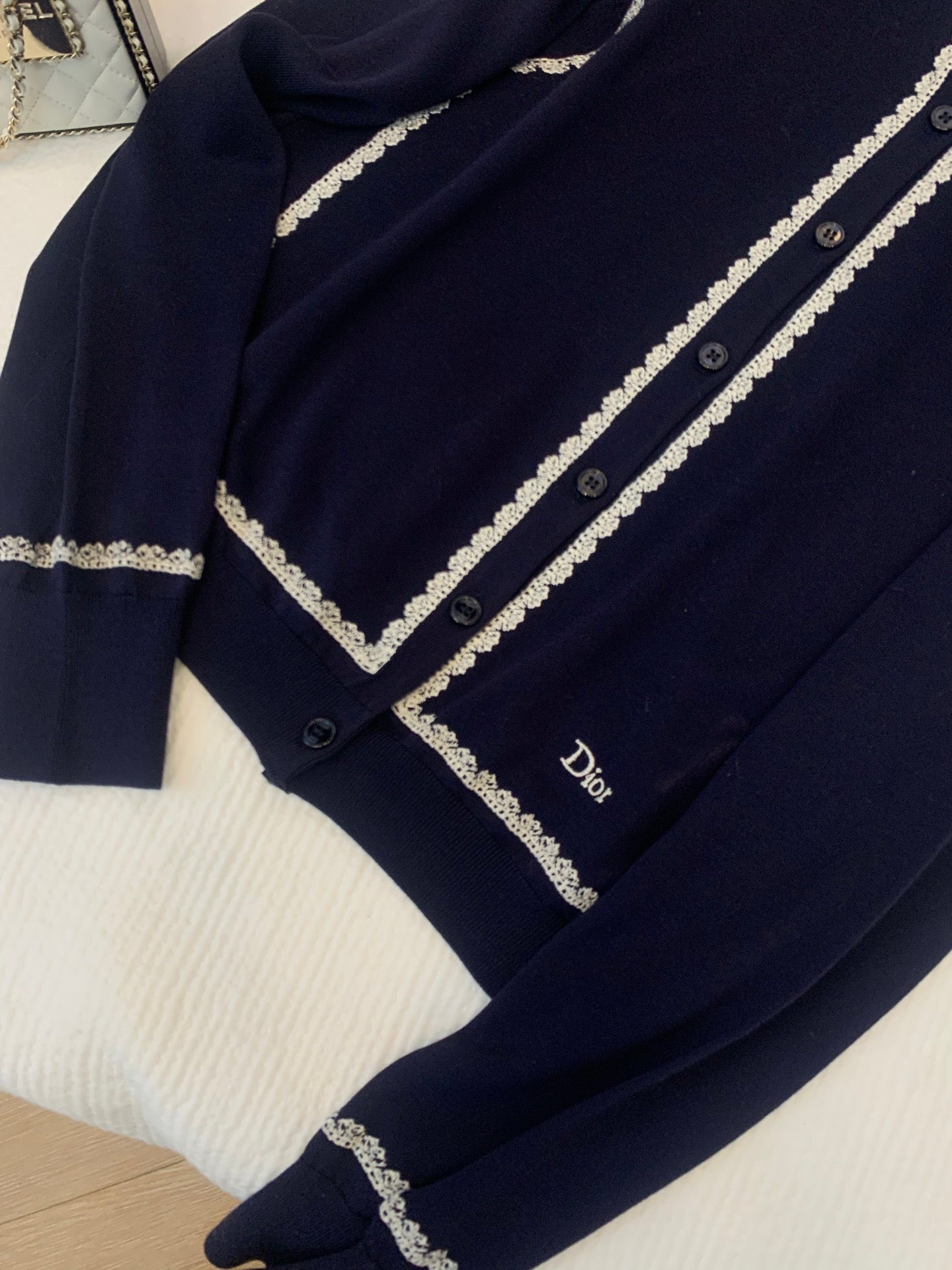 CD 26s Cardigan Navy Blue Silk Knit 371683