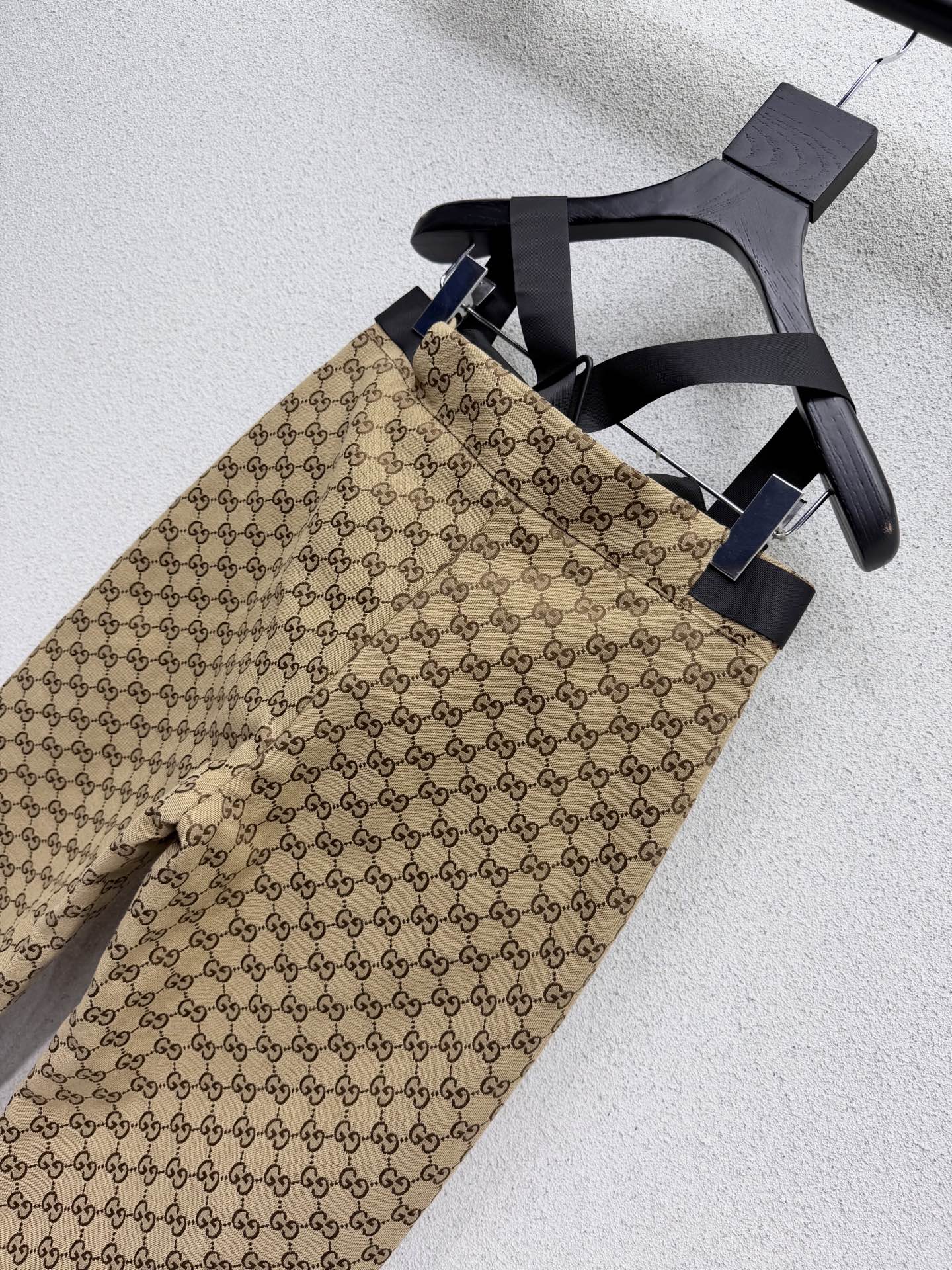 GG Jacquard Pants Beige Brown Technical Fabric Canvas 343372
