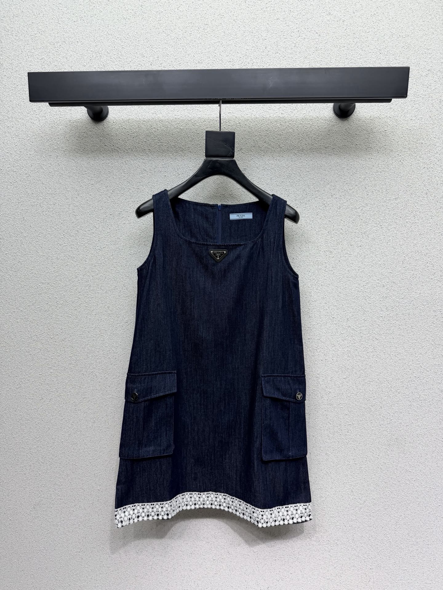 Prada 26s Triangle Logo Denim Dress 393928