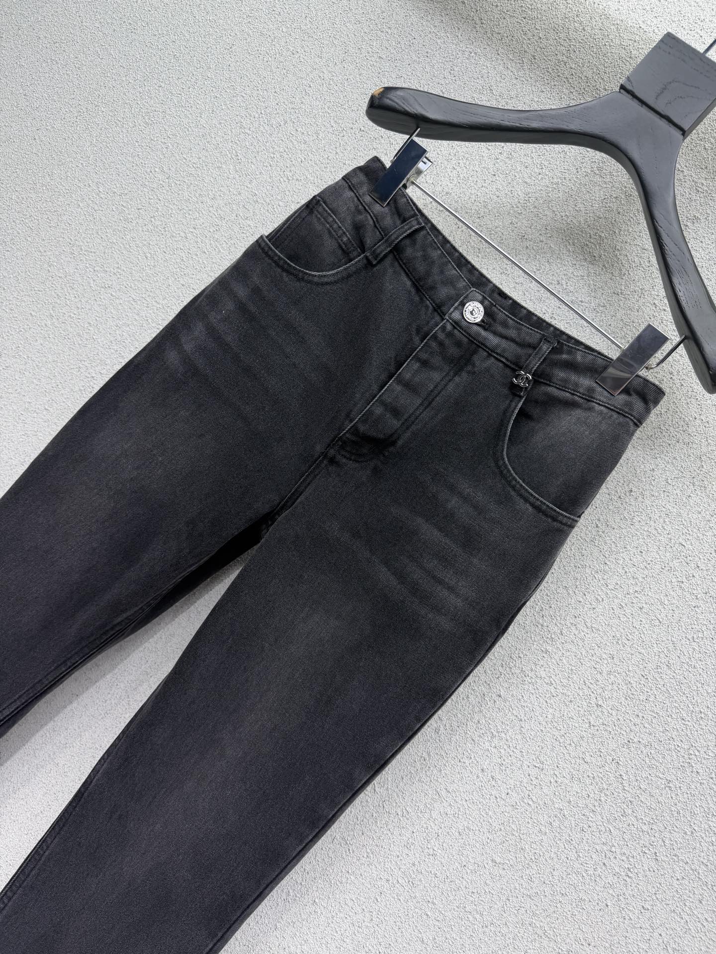 CC 26s Metal Buckle Pockets Jeans Dark Grey Denim 404485