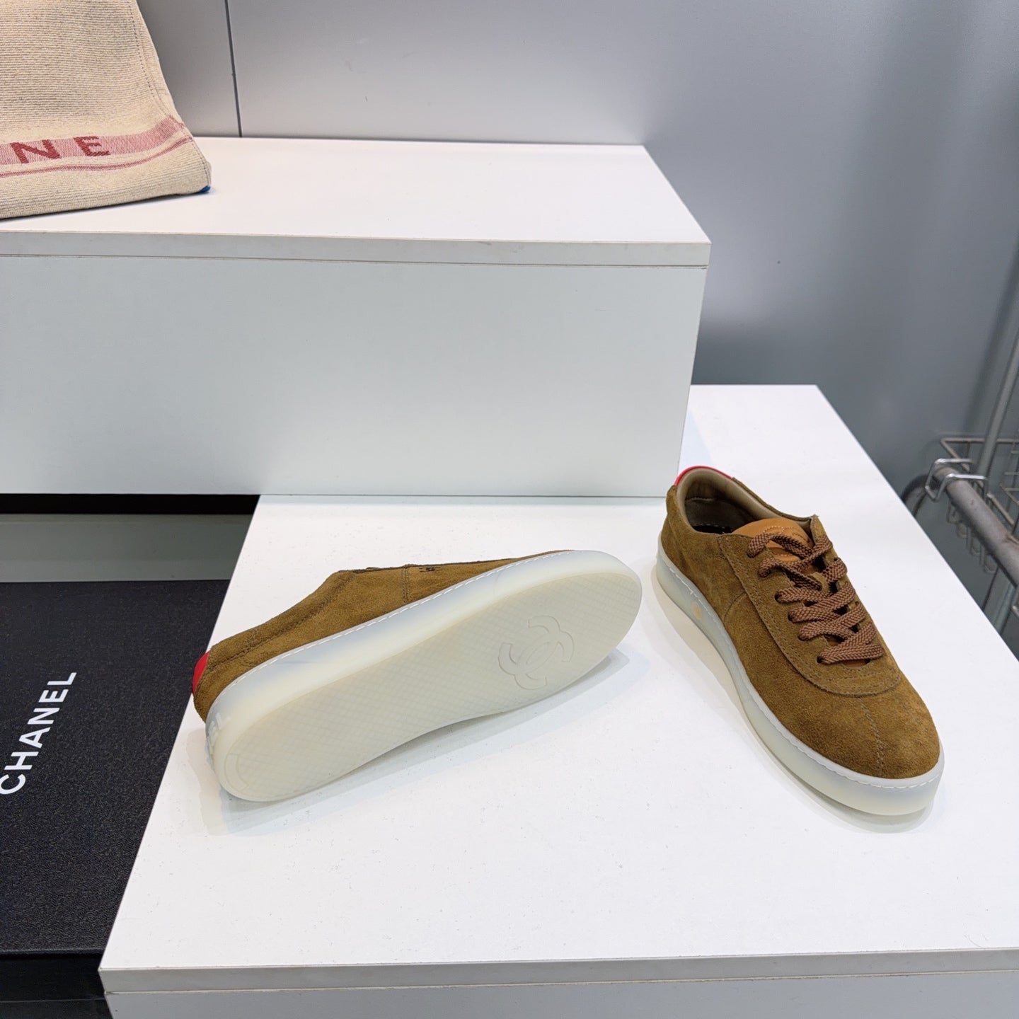 Chanel 26s Gum Sole Sneakers In Brown Suede