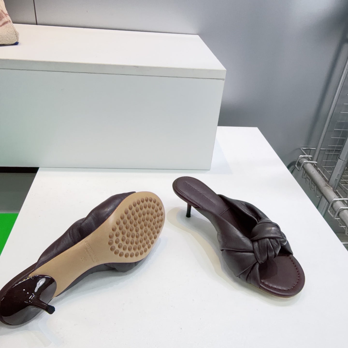 BV Cherry Mules 5.5cm Chocolate Sheepskin 842926
