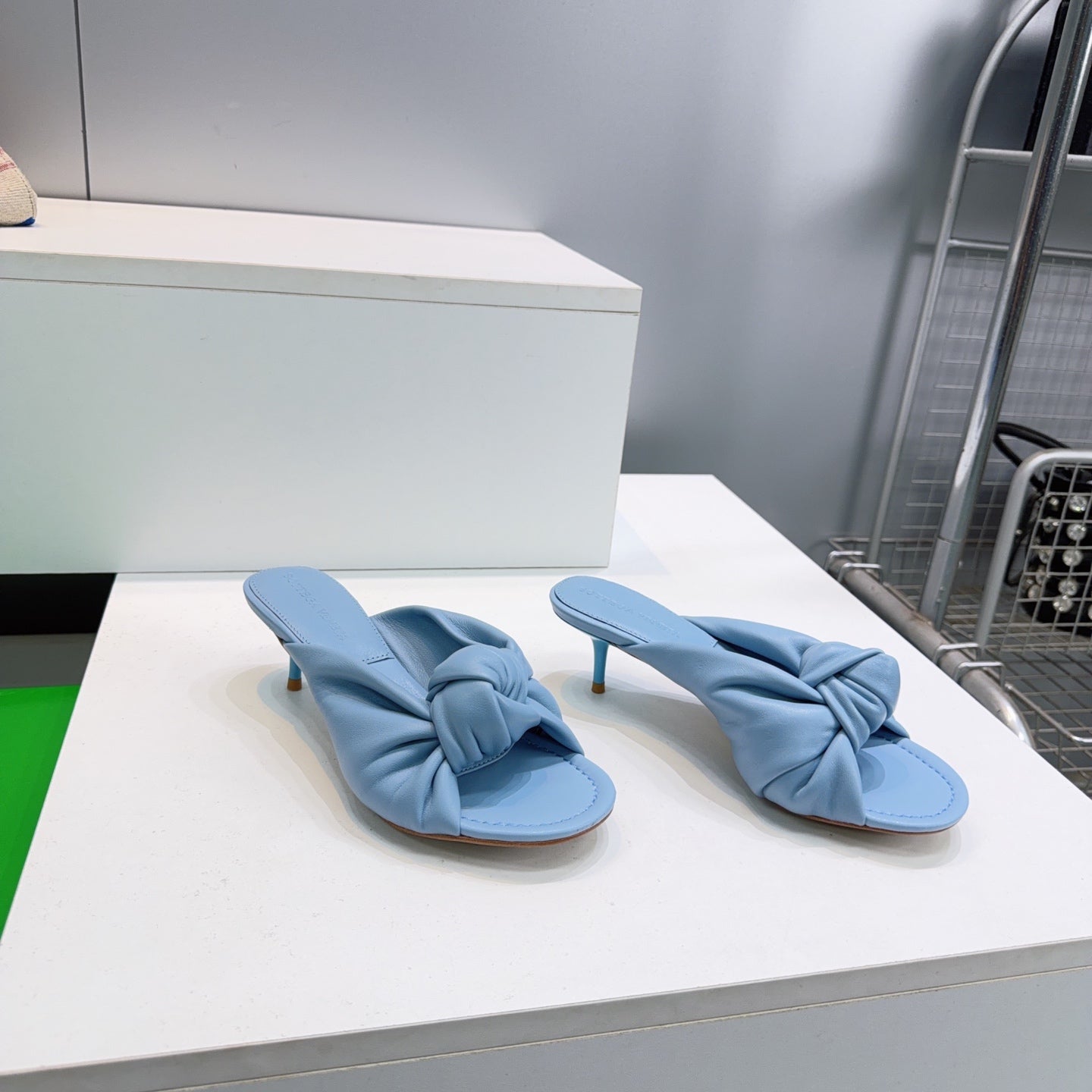 BV Cherry Mules 5.5cm Light Blue Sheepskin 842929