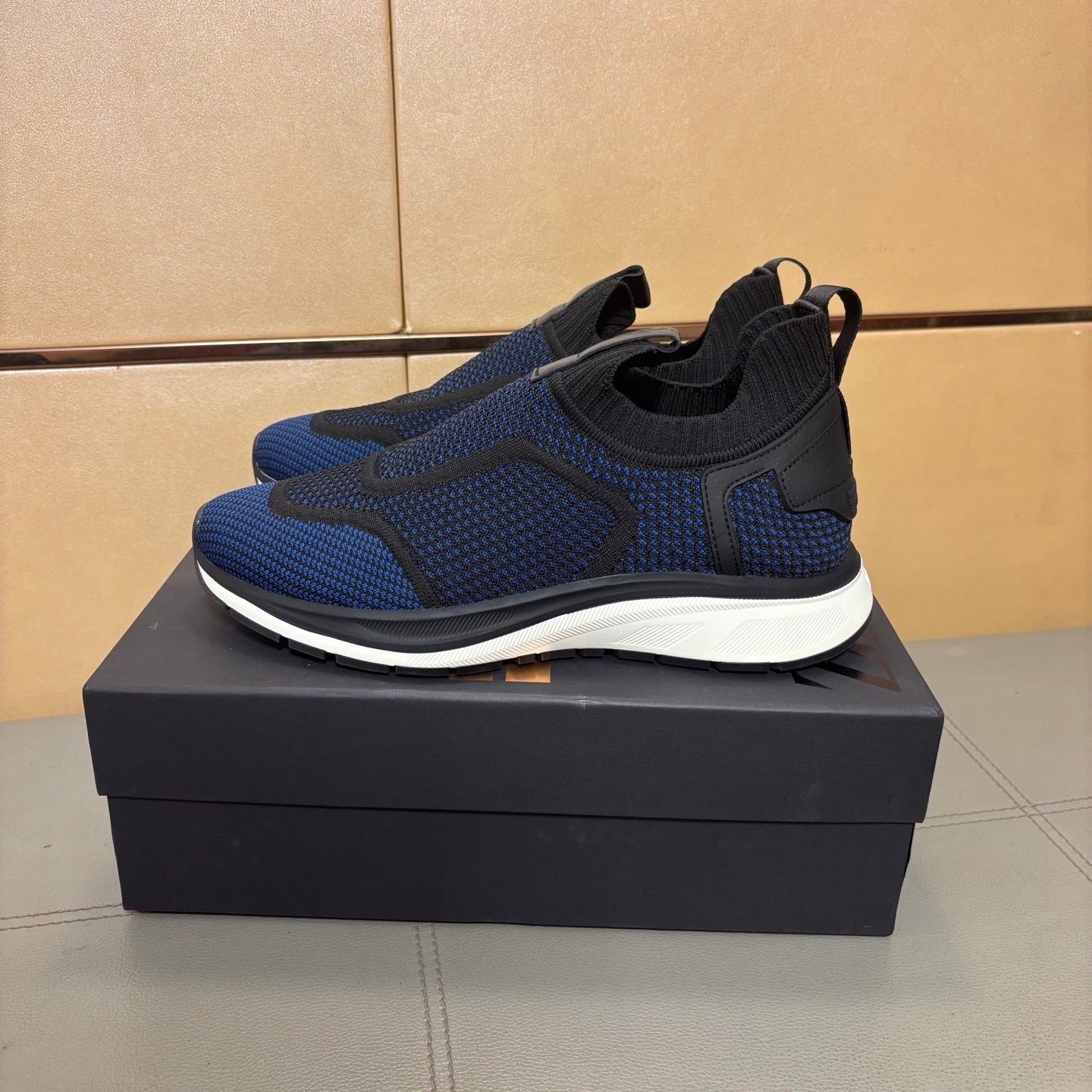 Zegna Men’s Techmerino Slip-On Sneakers Dark Blue Fabric 178558