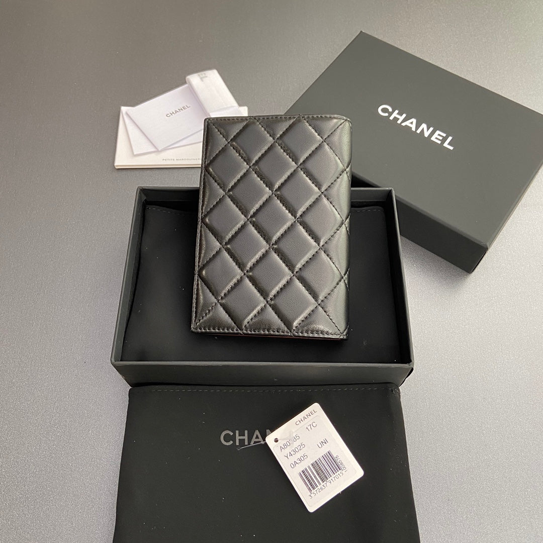CC Passport Holder Black Sheepskin GHW 193338