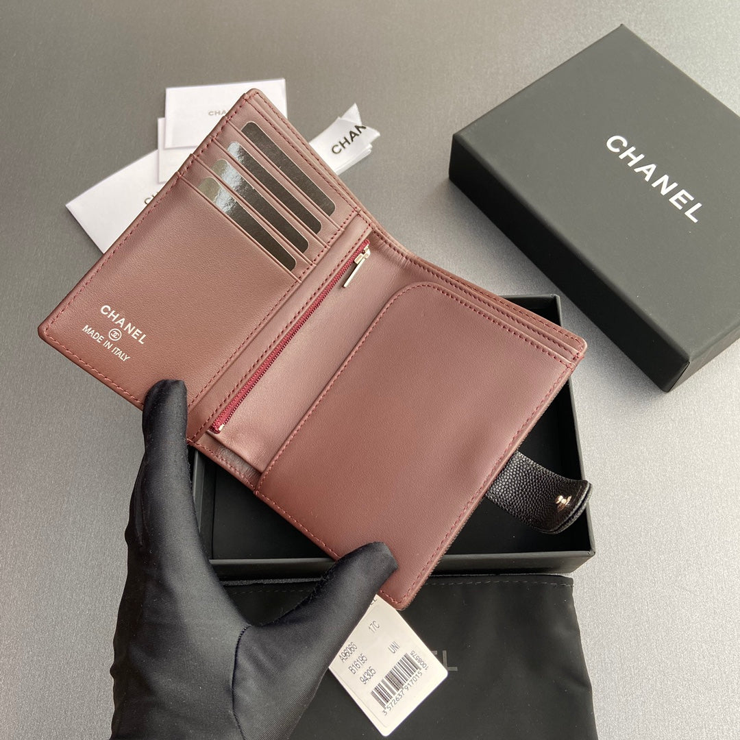 CC 96066 Compact Wallet Black Caviar Sliver Steel 234611