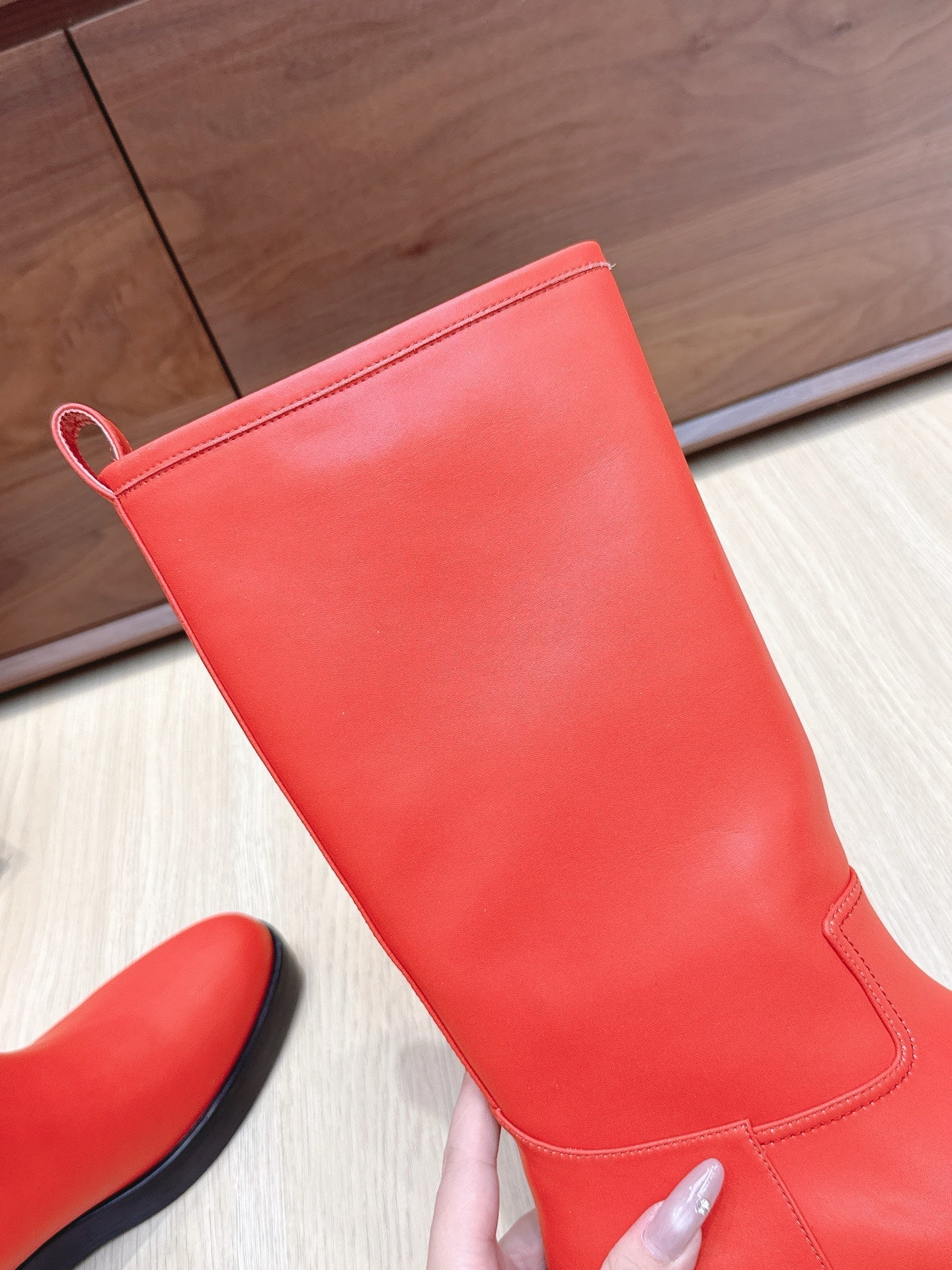 LP Mid-Calf Boots 20mm Red Cowhide Sheepskin 447743