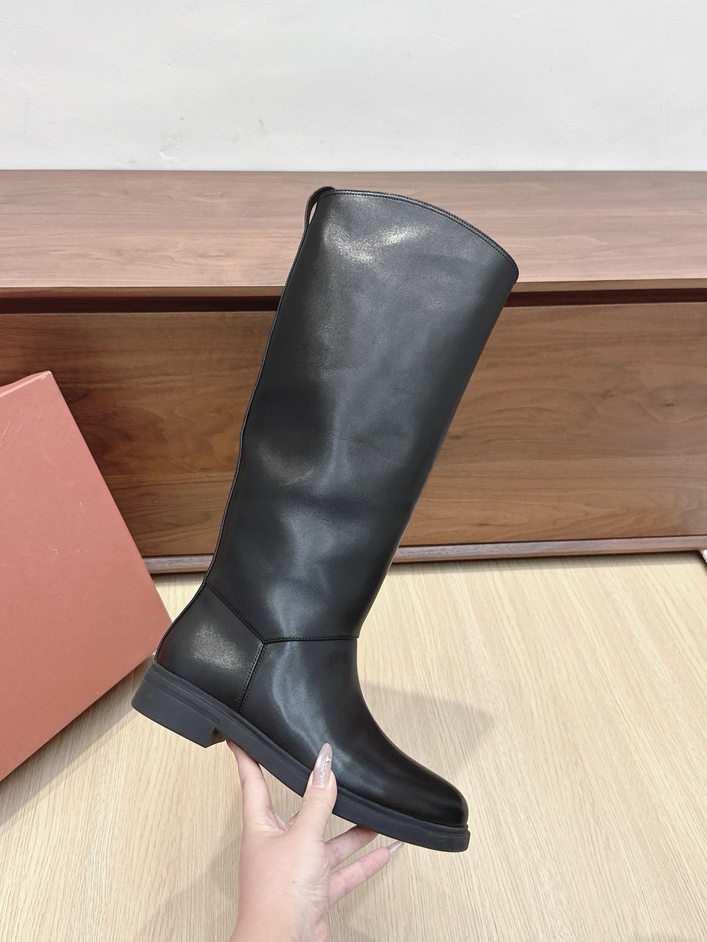 LP Long Boots 20mm Black Cowhide Sheepskin 447748