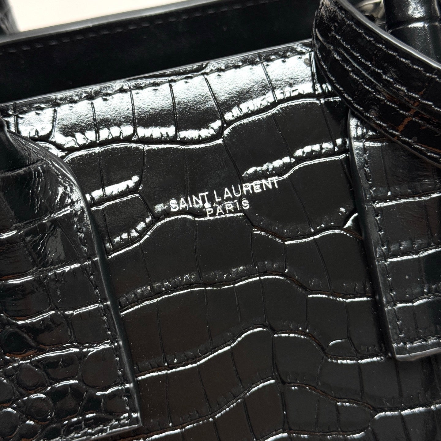 YSL Sac de Jour Baby 26cm Black in Crocodile-patterned Cowhide 285793