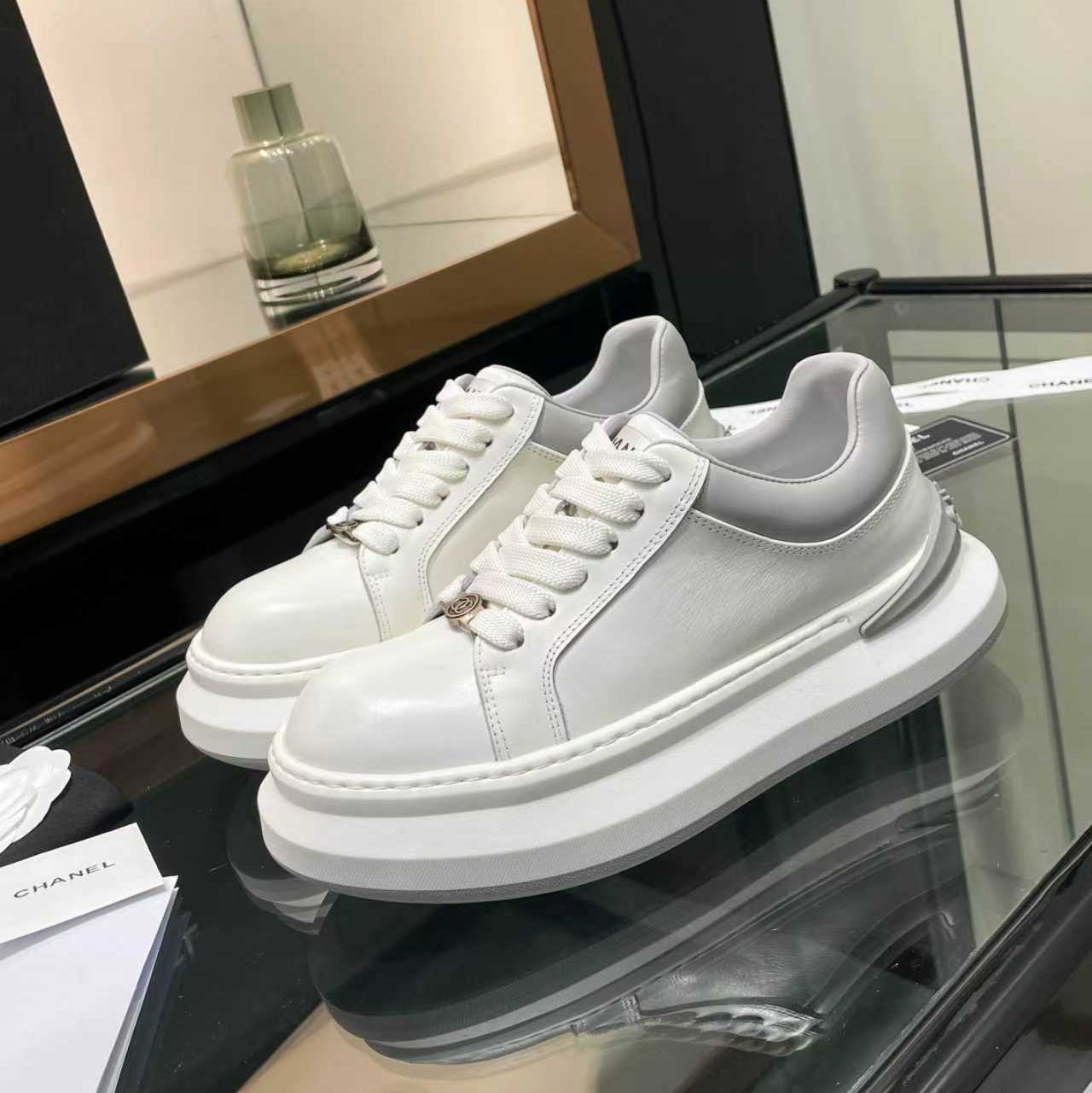 CC 26s Oversized Sneaker White Grey Lambskin 935465