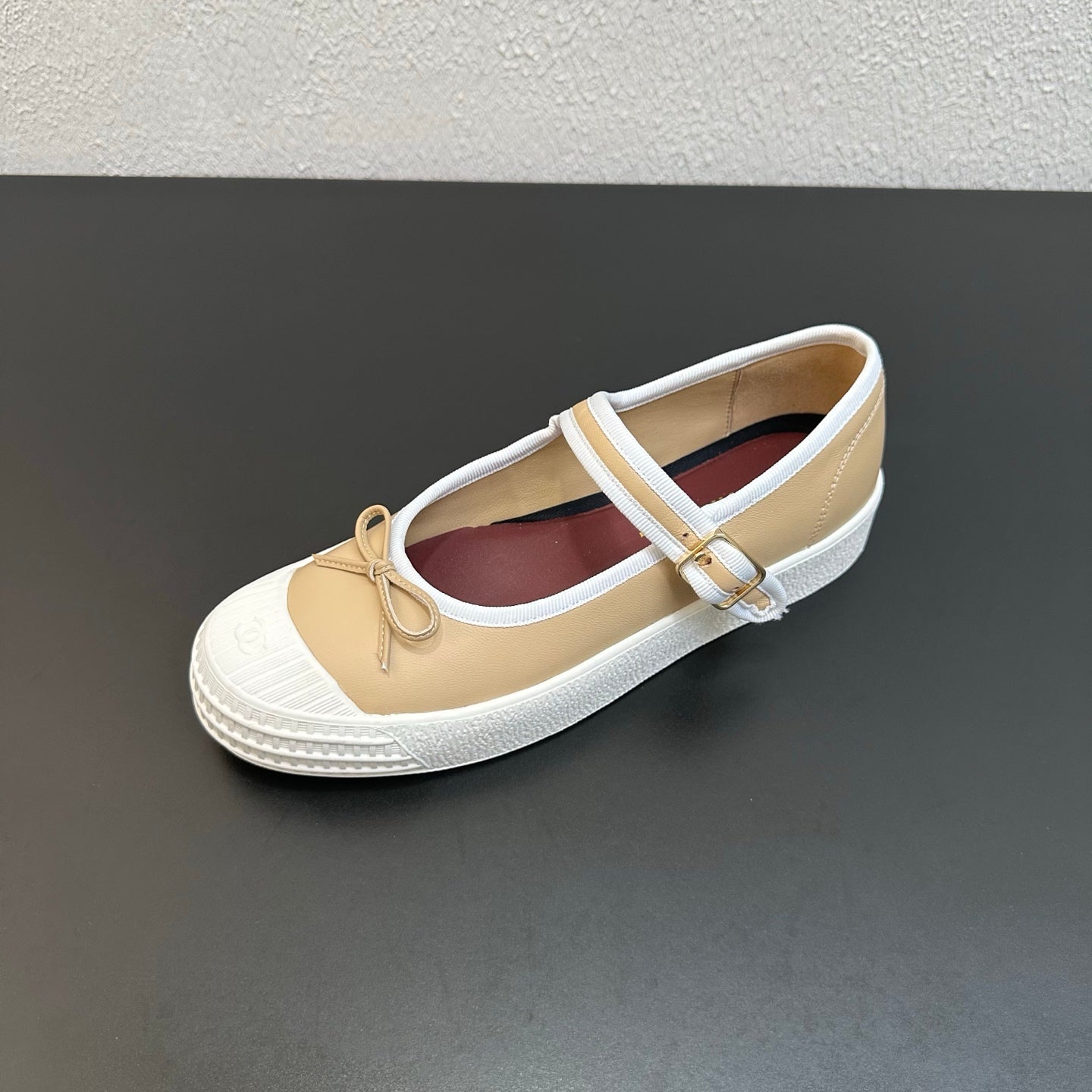 CC 26s Mary Jane Flat Beige White Lambskin 846328