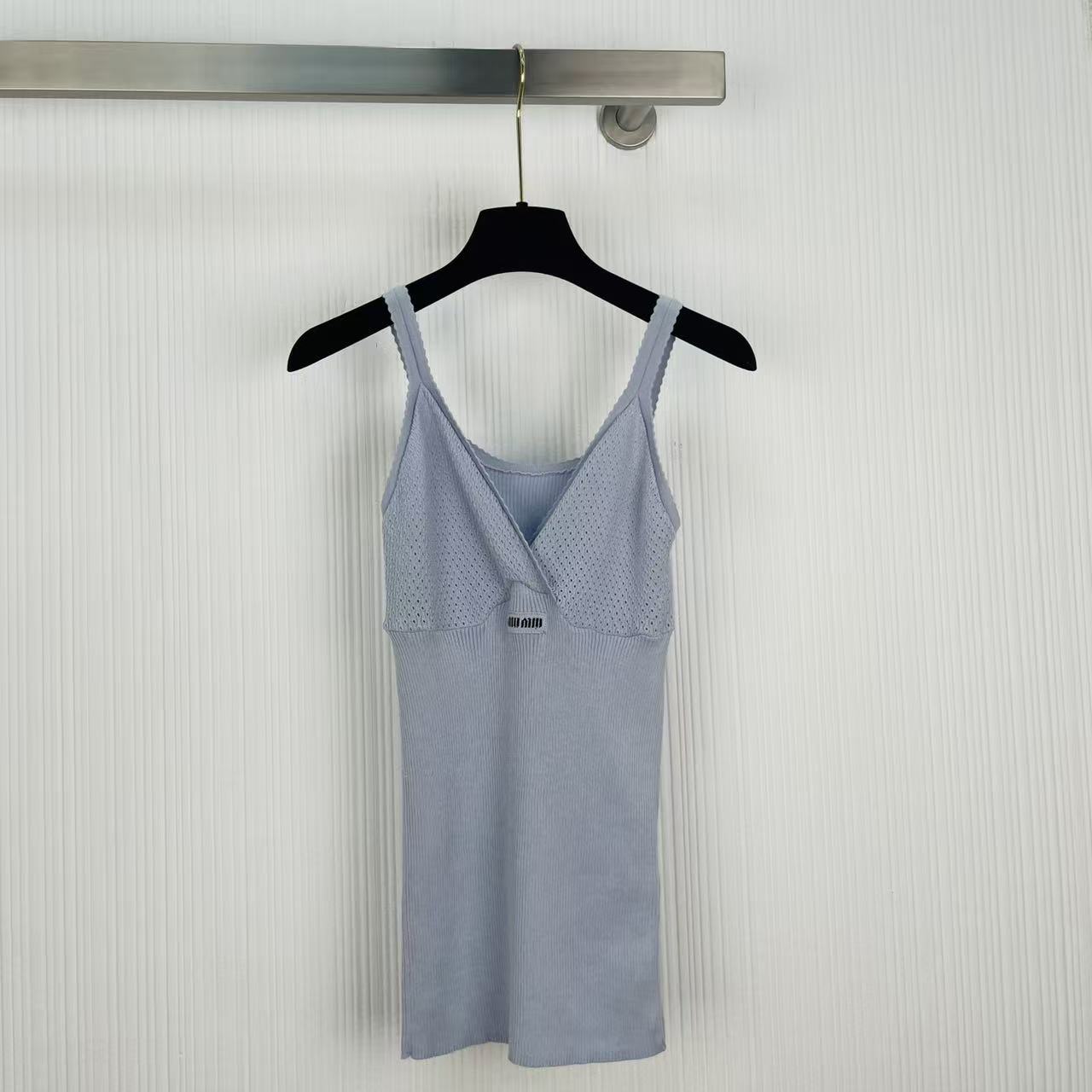 Miu 26s Knit Top Cocoa Grey Cotton 405419