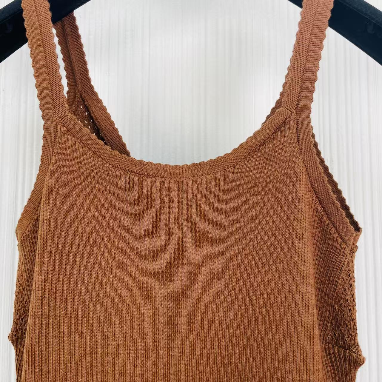 Miu 26s Knit Top Cocoa Brown Cotton 405421