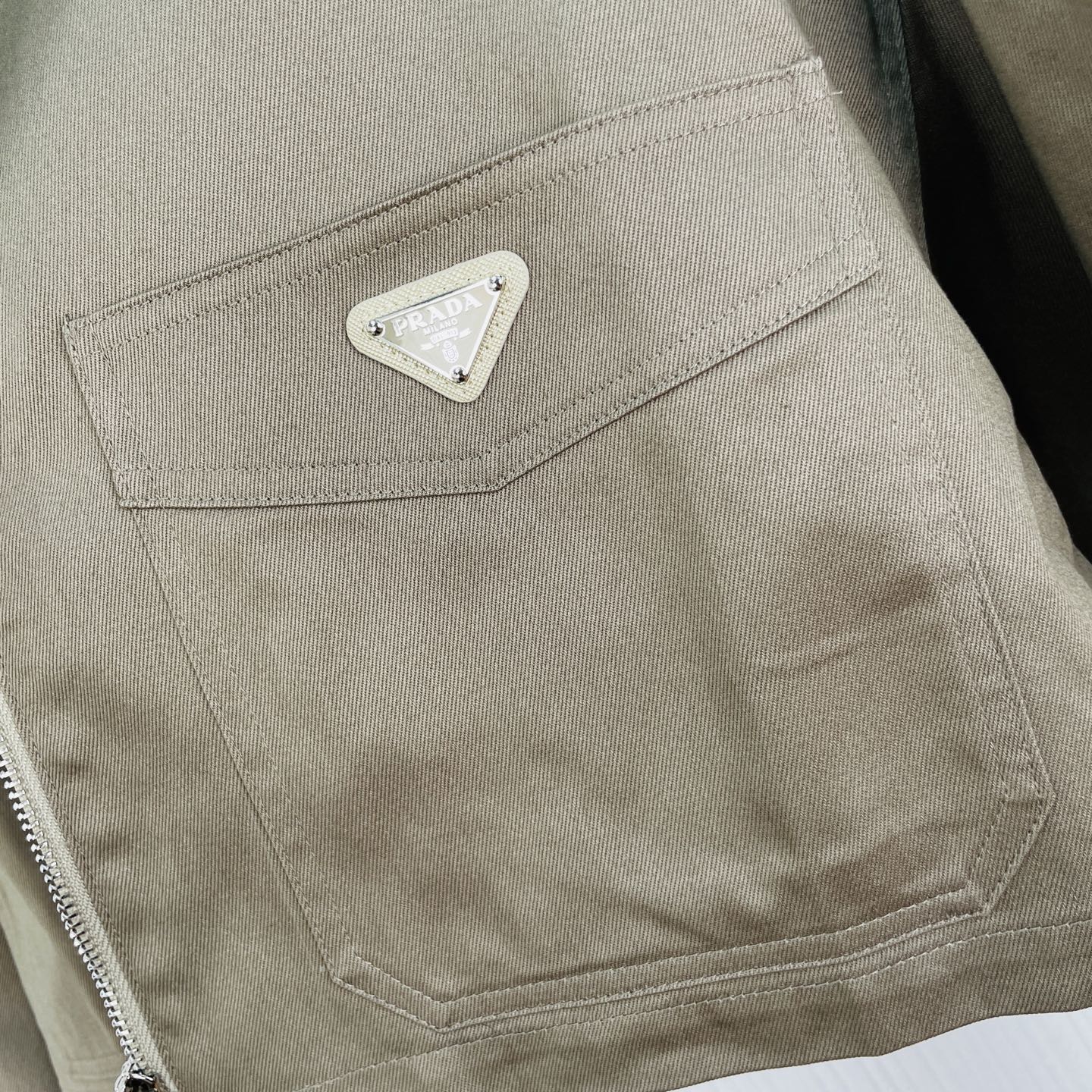 Prada Chino Blouson Jacket Khaki Cotton 414752