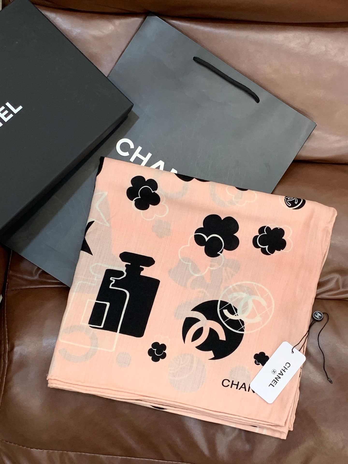 CC 25 Scarf 140cm Light Pink Black Cashmere 293180