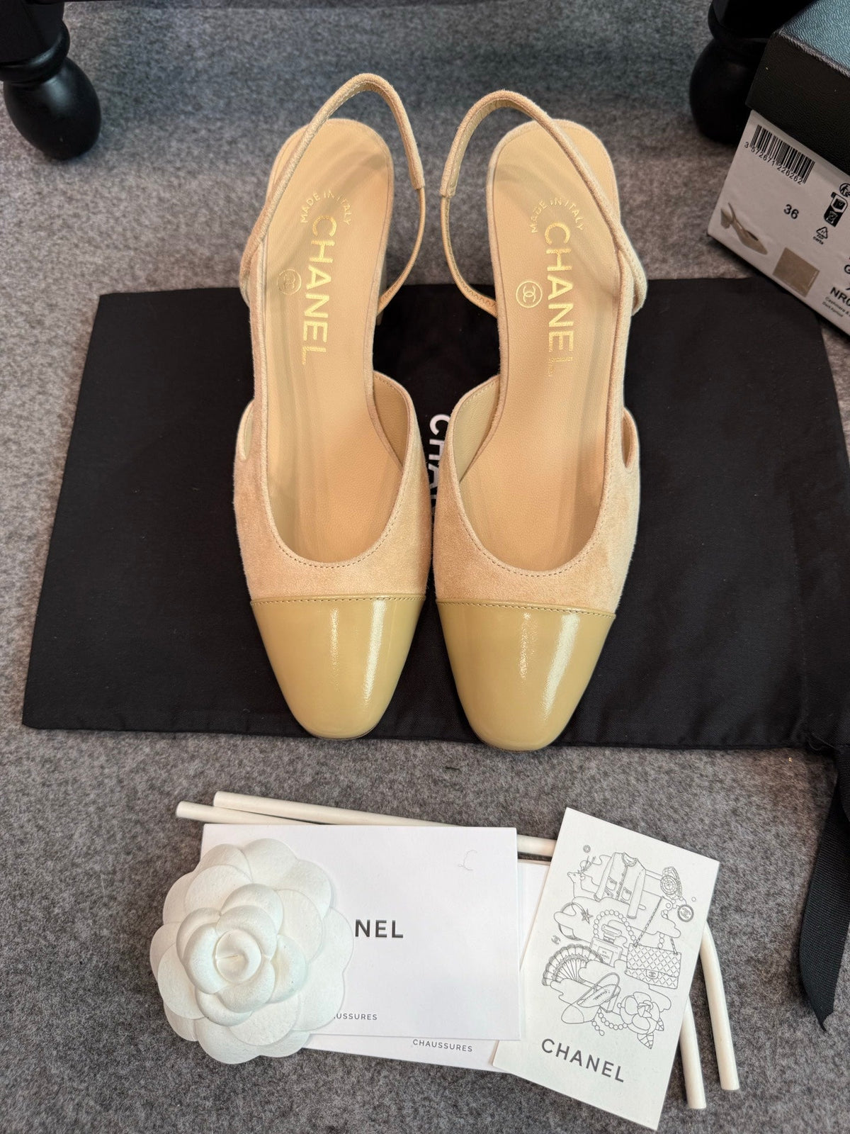 CC 26S Slingback Pumps 6.5cm Beige Suede Patent 118950