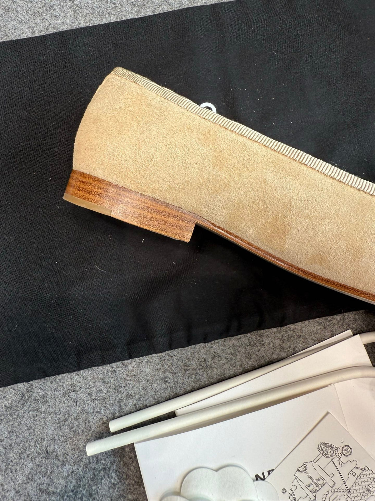 CC 26C Ballet Flats 1cm Beige Suede Patent 118955
