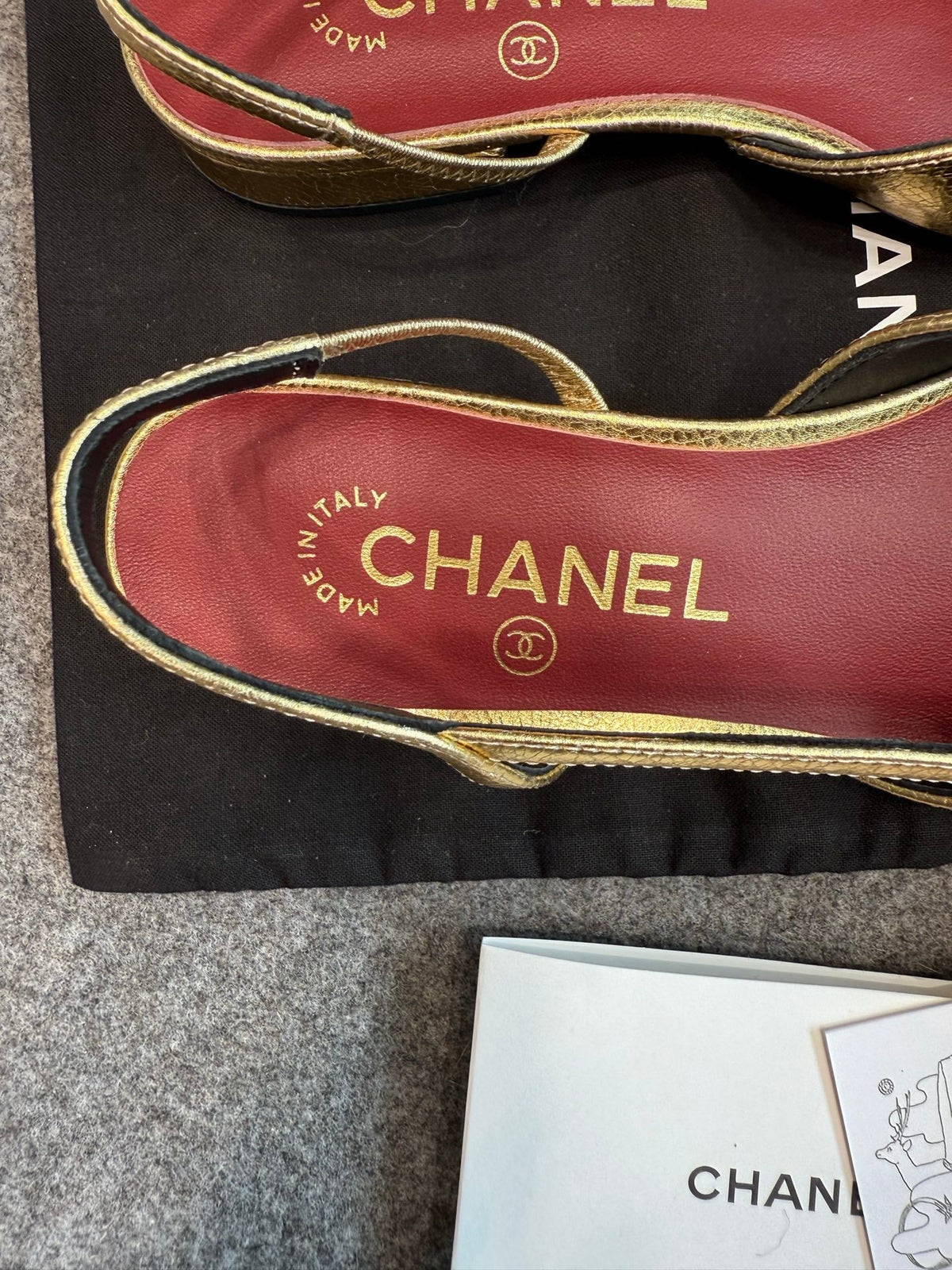 CC 26s Slingback Flats 2cm Gold Silver Metallic Leather 118962