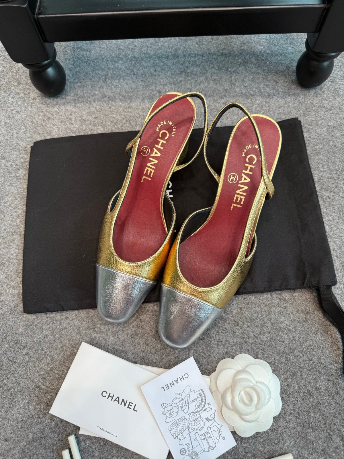 CC 26s Slingback Pumps 6.5cm Gold Silver Metallic Leather 118963