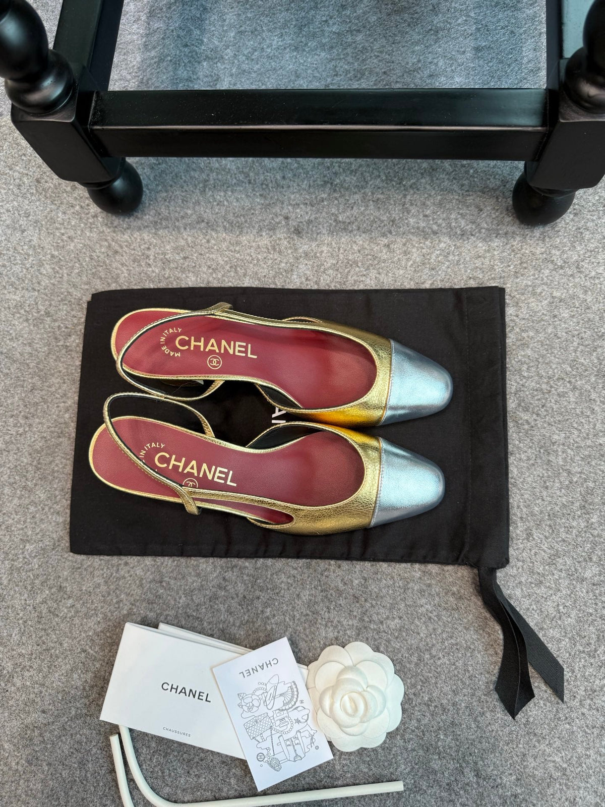CC 26s Slingback Pumps 6.5cm Gold Silver Metallic Leather 118963