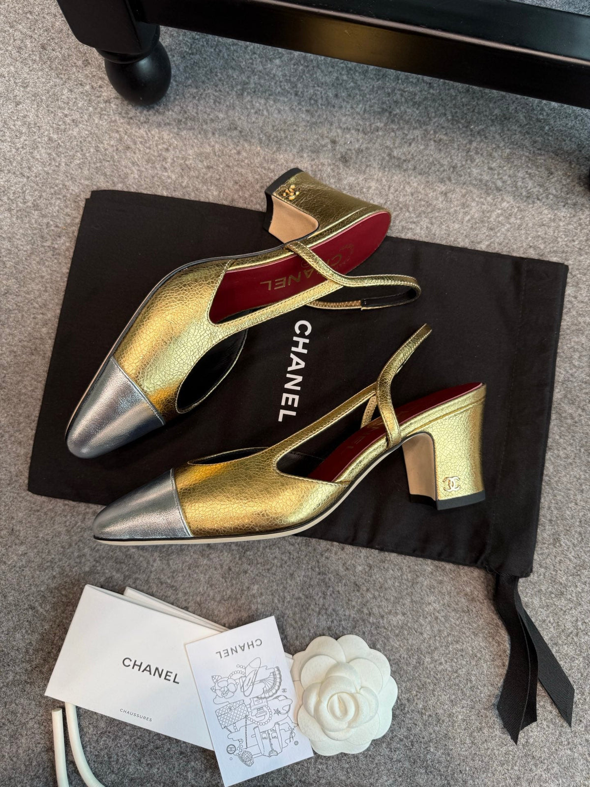 CC 26s Slingback Pumps 6.5cm Gold Silver Metallic Leather 118963