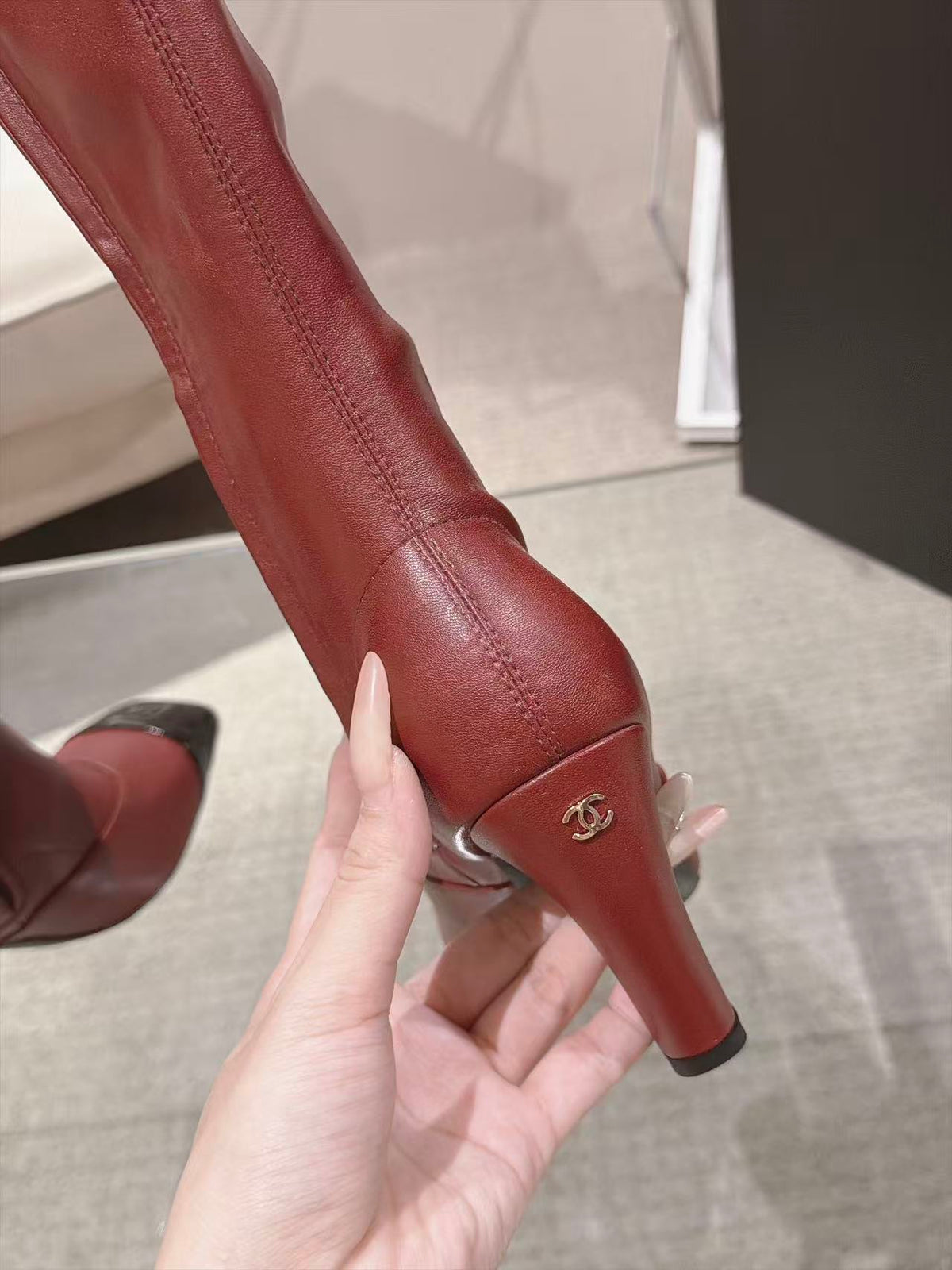 CC 26S Cap Toe Jumping Boots 8cm Burgundy Leather 117699