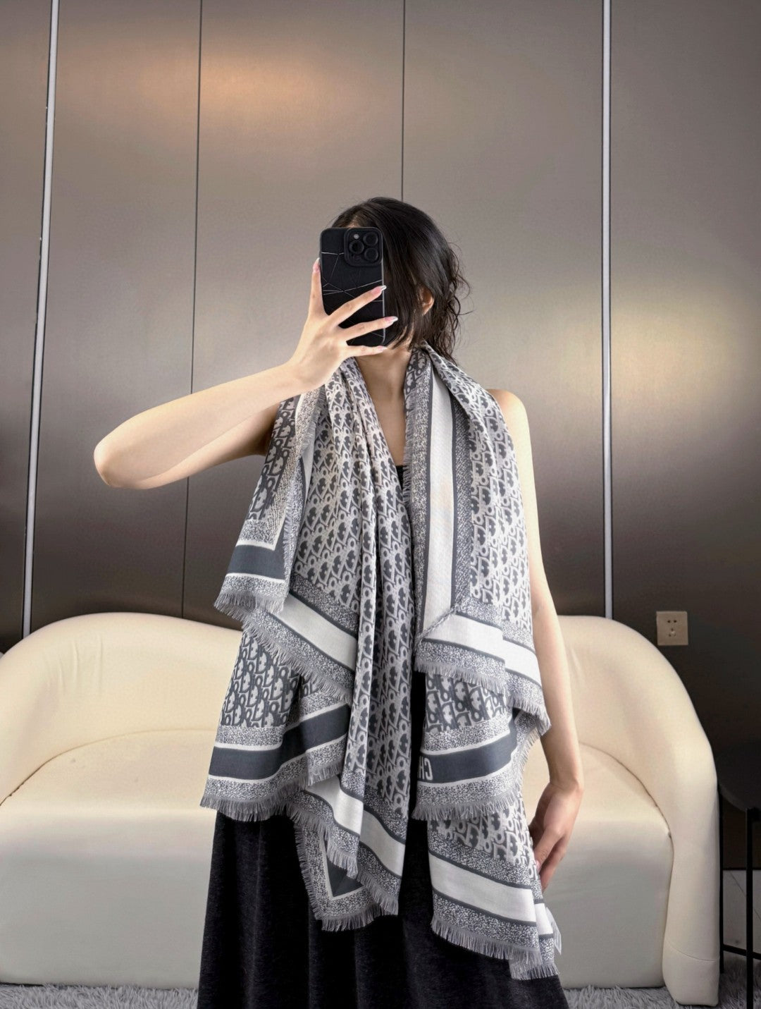 Dior 26s Scarf 140cm In Cashmere Silk 313215