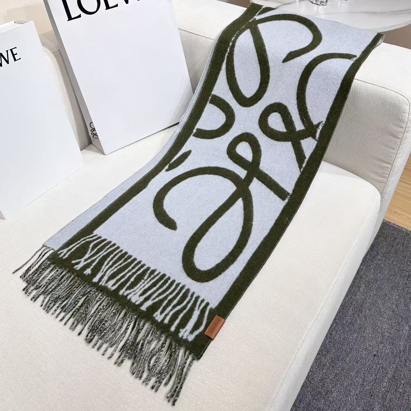 Loewe Scarf 180CM Green Light Blue Cashmere 150368