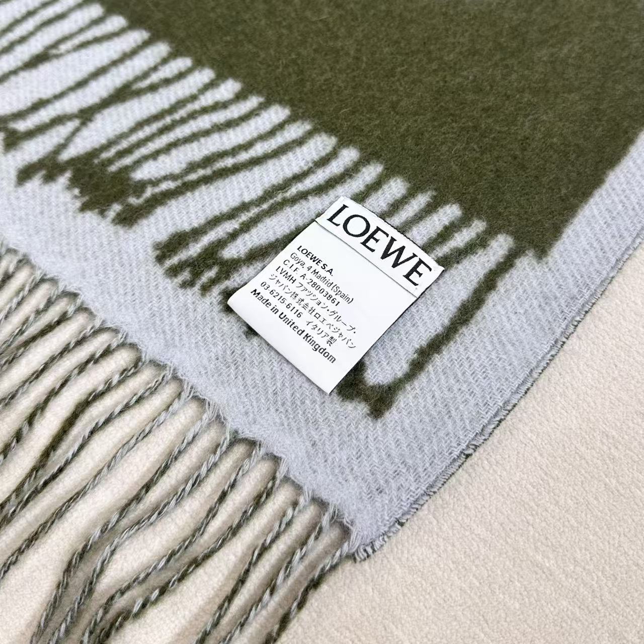Loewe Scarf 180CM Green Light Blue Cashmere 150368