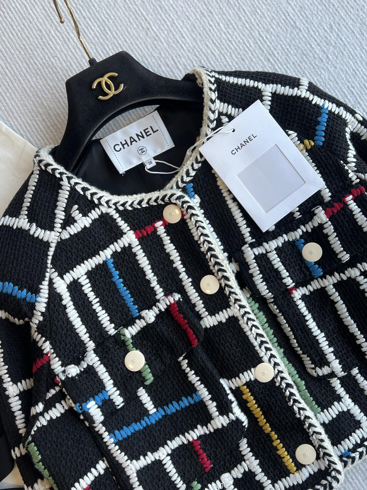 CC Tweed Jacket Black Cotton Linen 251890