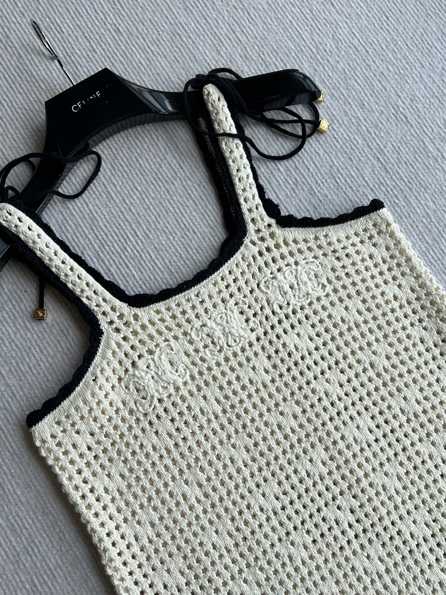 Celine 25 Hollow Camisole Dress White Cotton