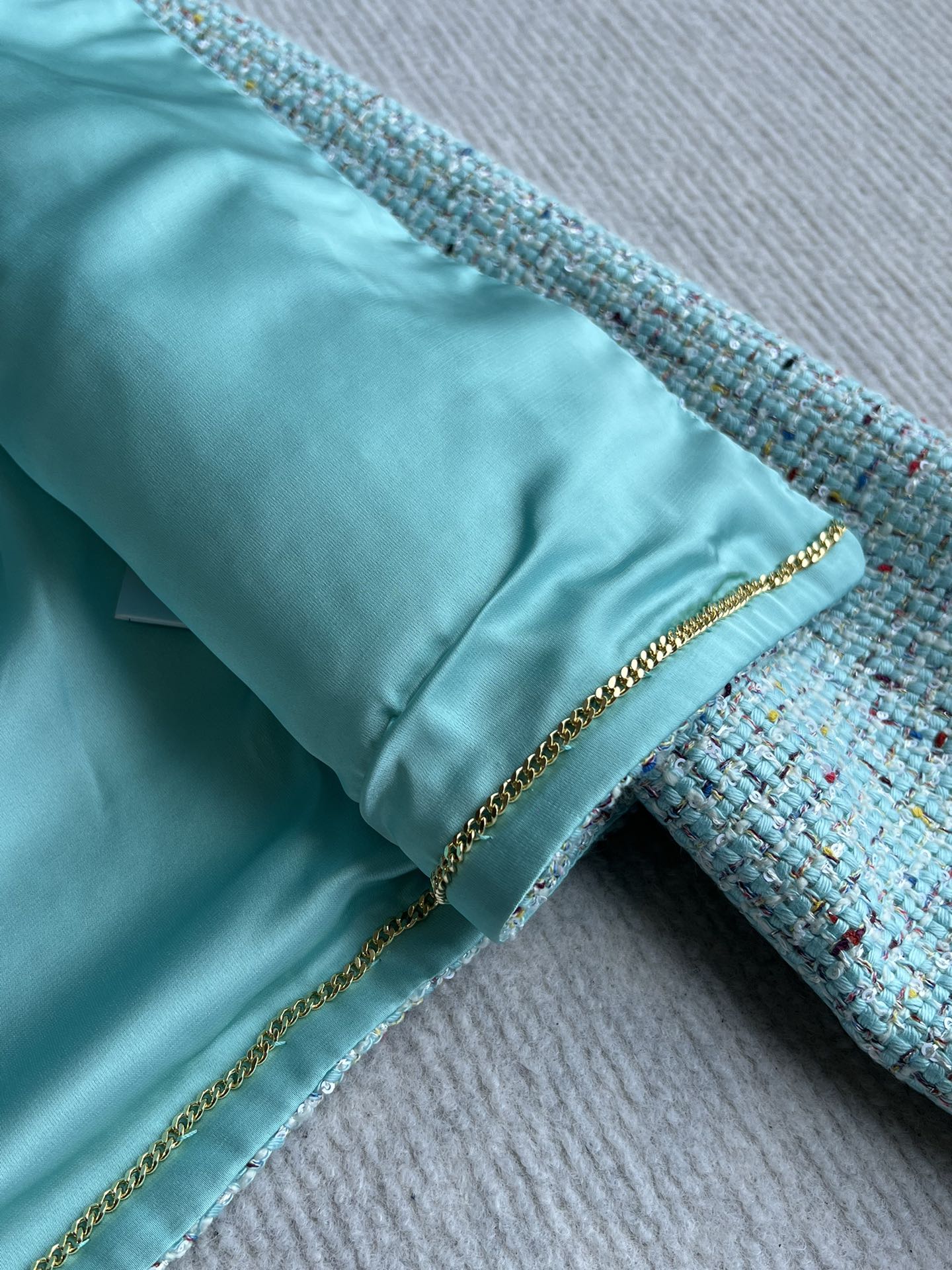 CC 25 Round-neck Slub Coat In Blue-Green Tweed 275793