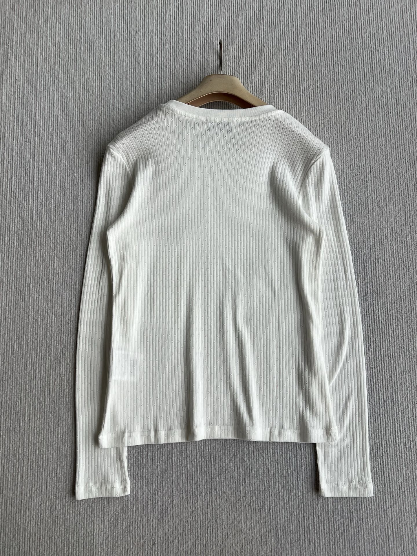 Miu 26s Jacquard Long-sleeved T-shirt White Cotton 412322