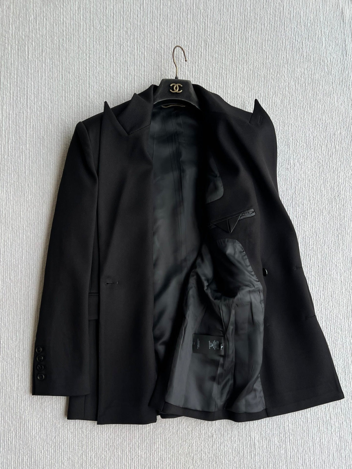 YSL 26s Double Breasted Blazer Black Wool Polyester 434498