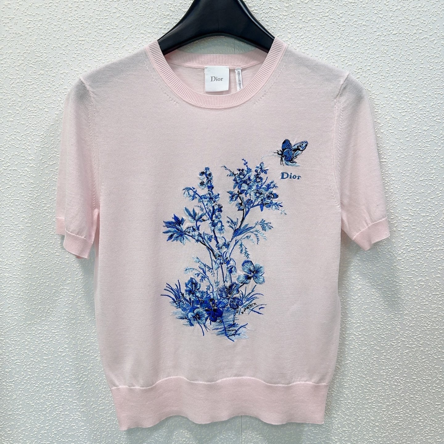 CD 26s Short-Sleeved Embroidered Sweater Light Pink Blue Knit 363516