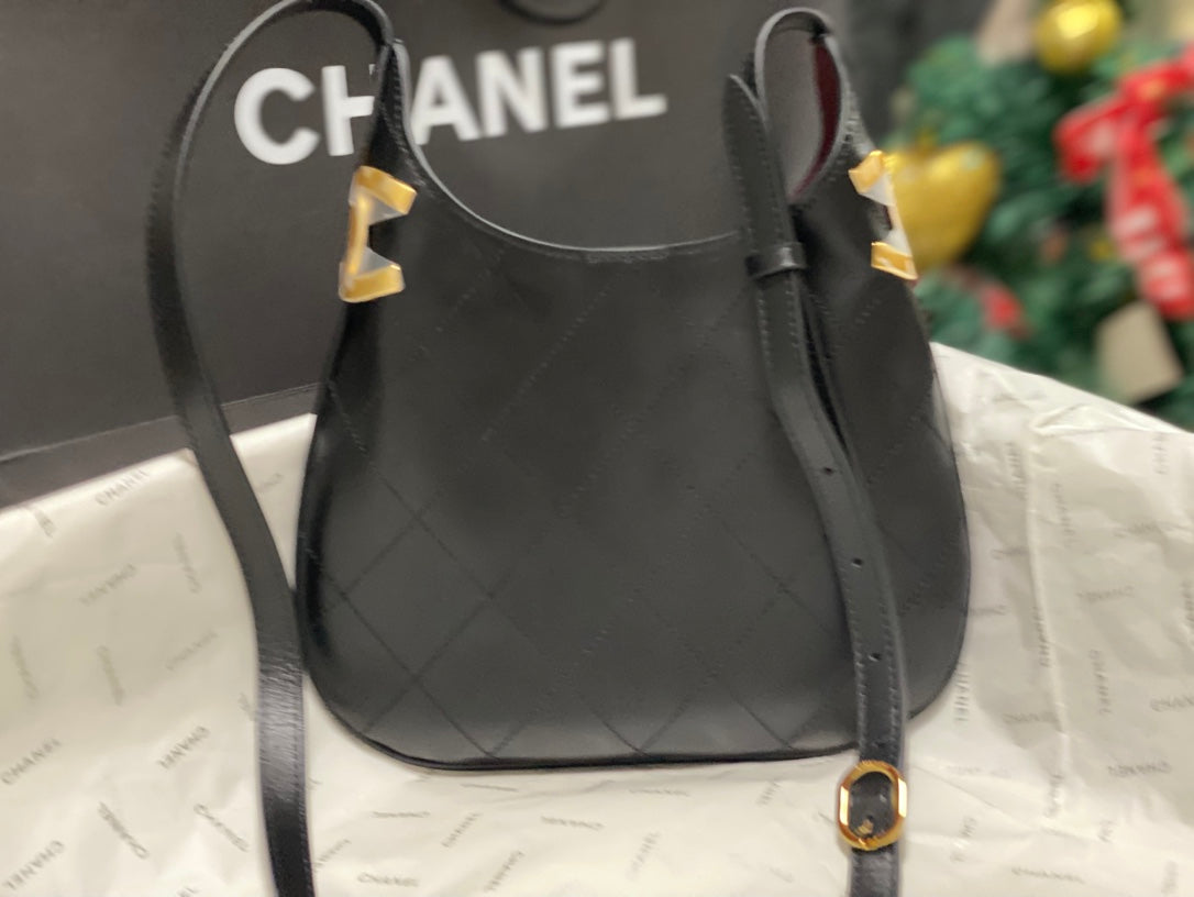 Chanel 2026 Hobo Bag AS6479 Black Lambskin Leather
