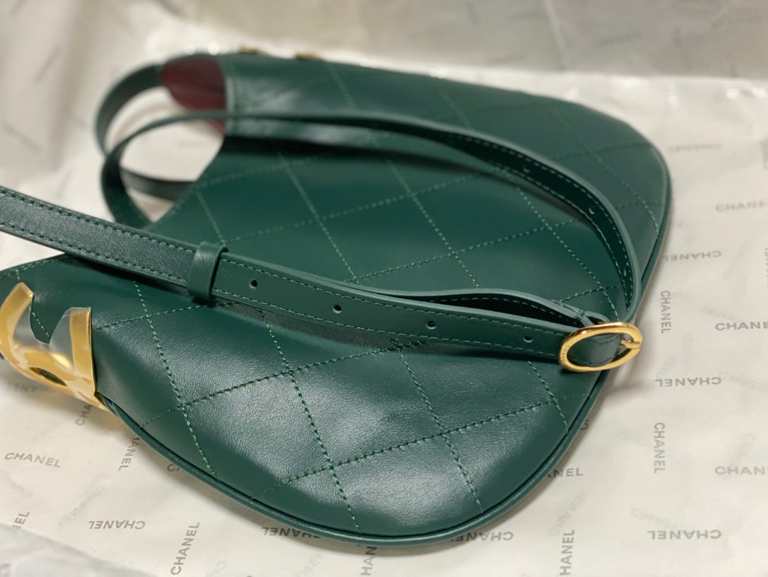 Chanel 2026 Hobo Bag AS6479 Dark Green Lambskin Leather