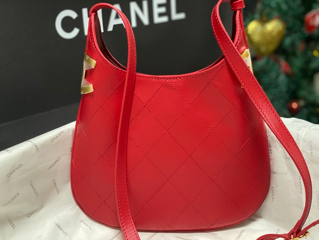 Chanel 2026 Hobo Bag AS6479 Red Lambskin Leather
