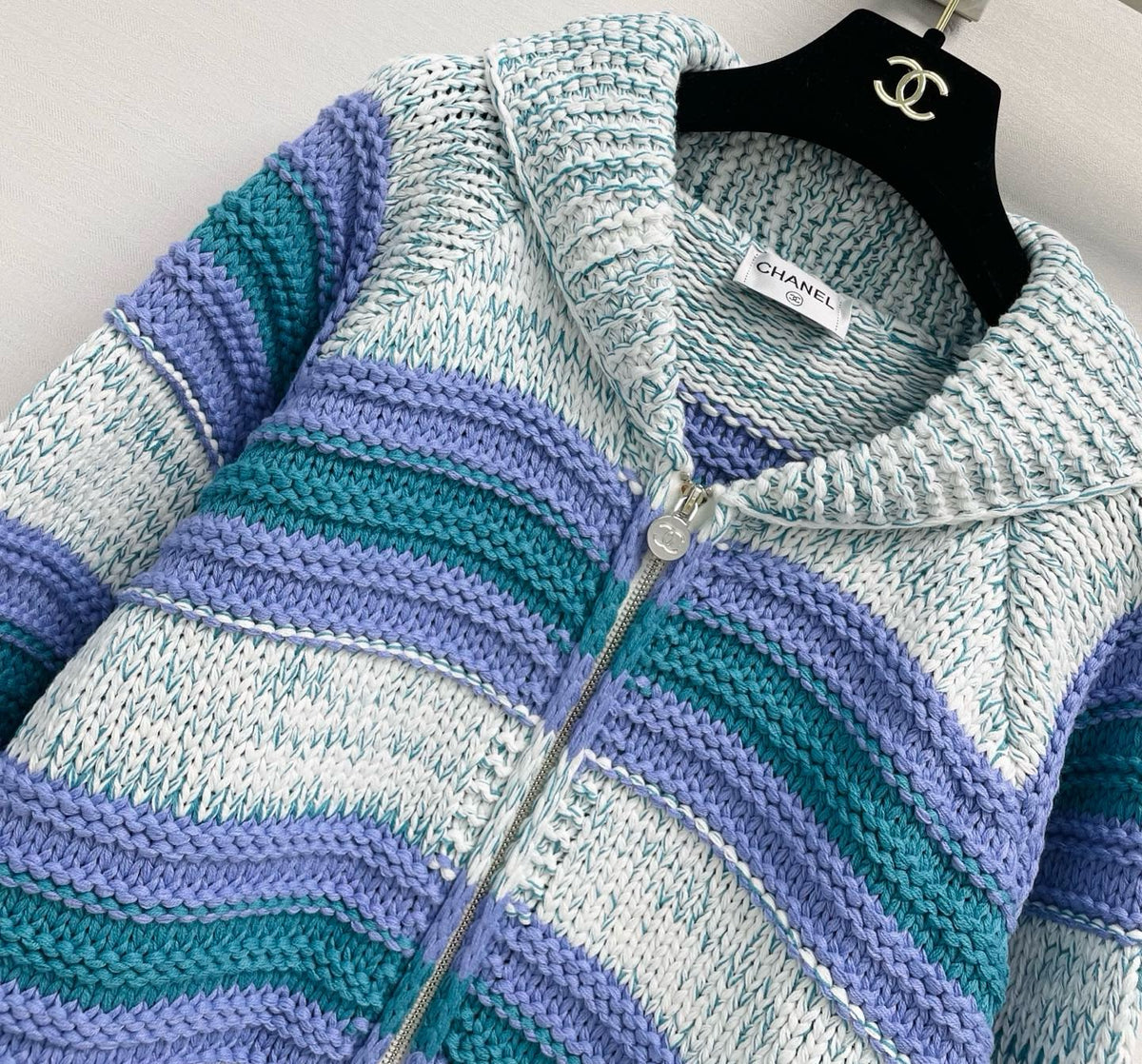 CC 26s Knit Hoodie Blue Purple Cotton Wool 432682