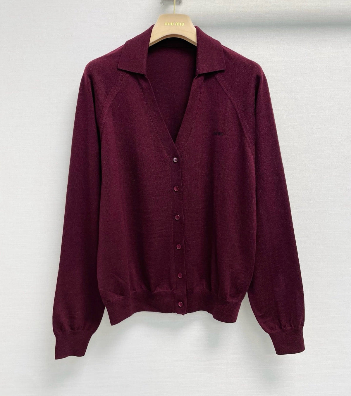Miu 26s Knit Cardigan Burgundy Cashmere Silk 432691