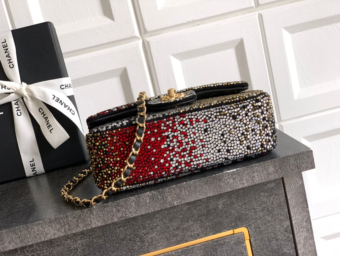 CC Classic Flap Bag 20cm Full Diamond Mutilcolor Calfskin