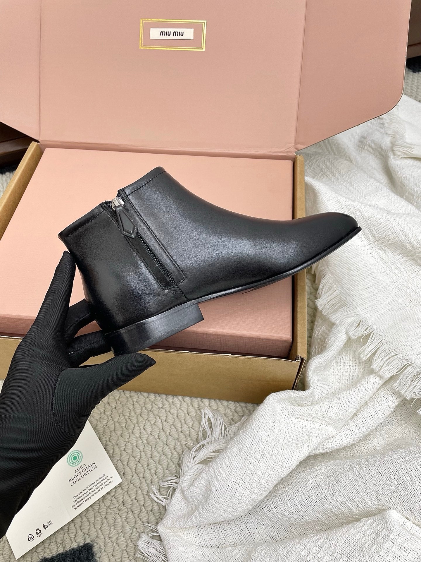 Miumiu 25 Chelsea Short Boot Black Cowhide 511541