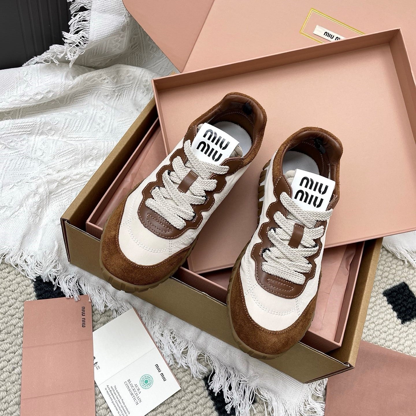 Miu Tyre Sneaker Brown White Suede 611341
