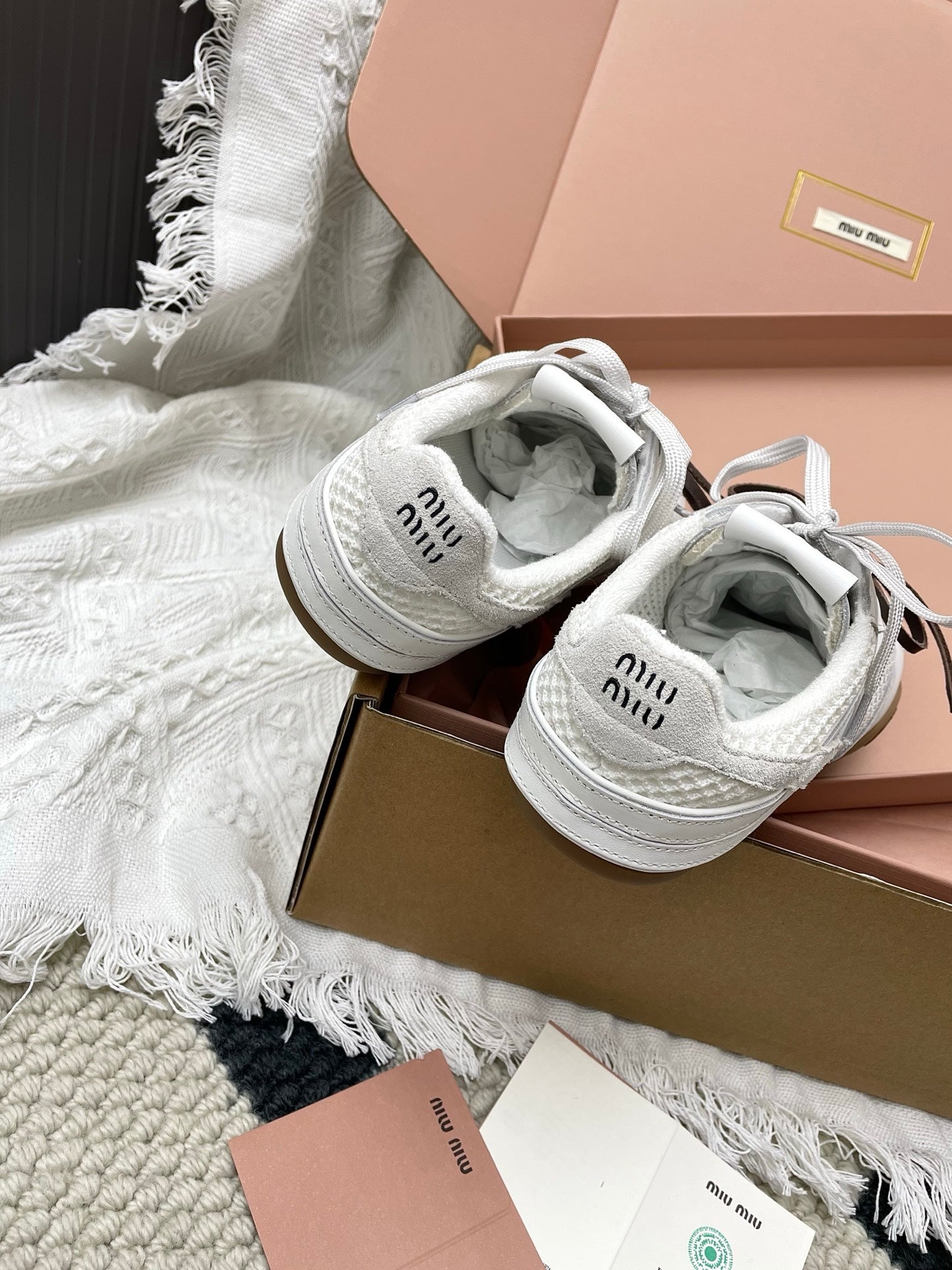 Miu Gymnasium Sneaker White Mesh Suede 611344