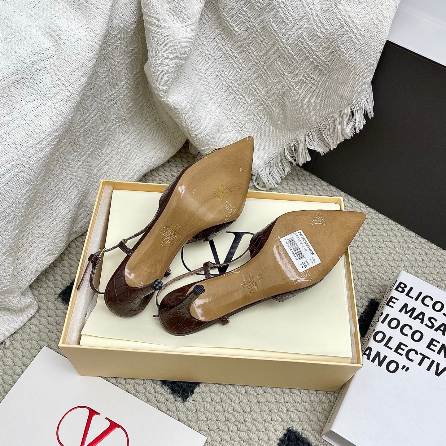 VT Signature Slingback Coffee Embossed Cowhide 726943
