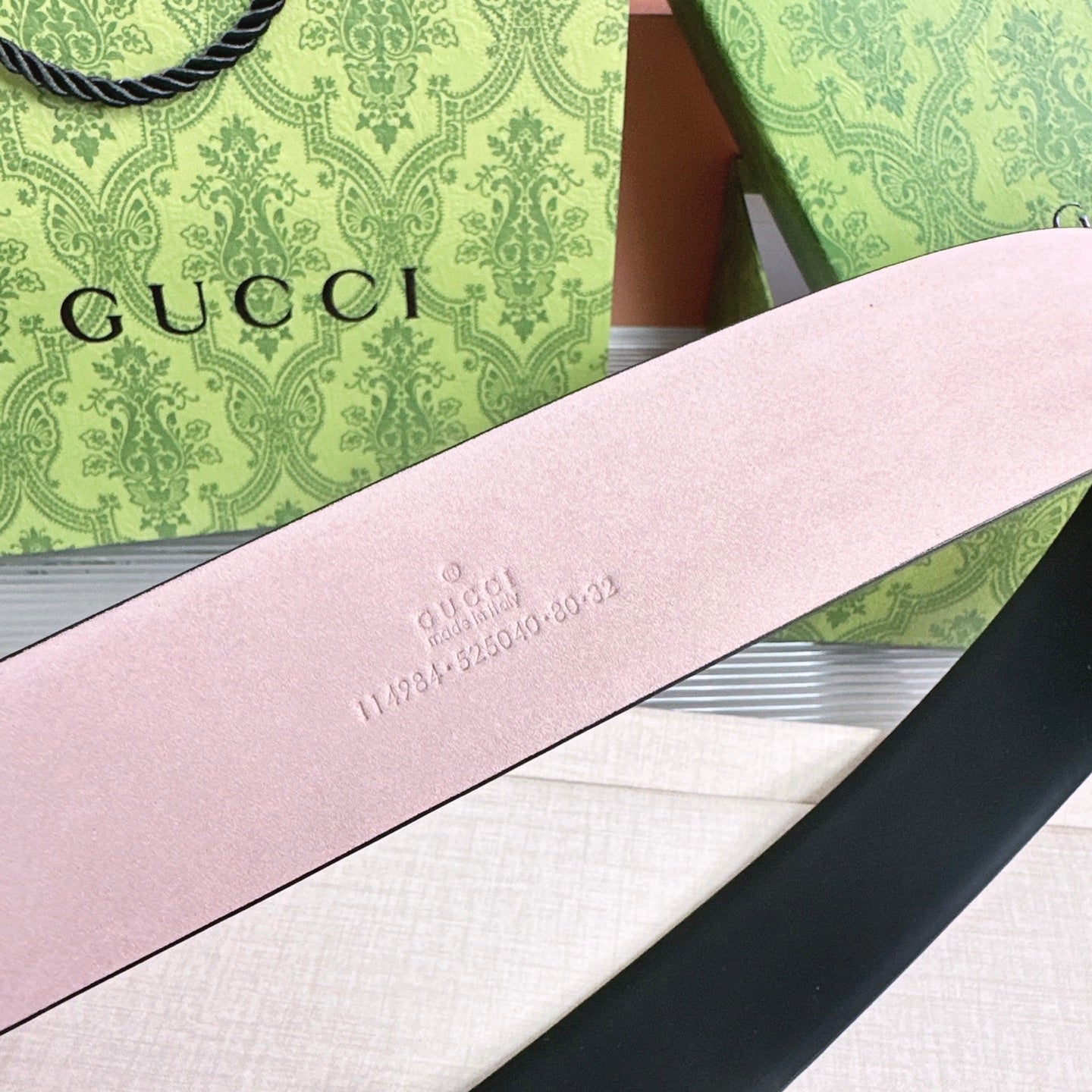 Gucci Horsebit 1955 Belt 4cm Black Pink Calfskin