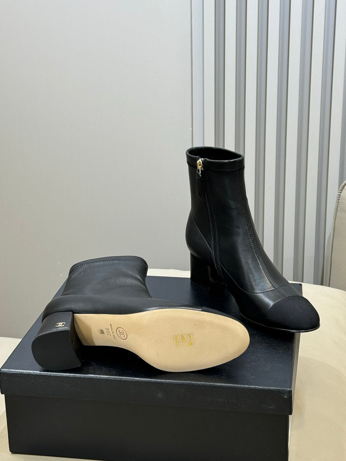 CC 26s Cap-Toe Ankle Boots 5.5cm Black Leather 150310