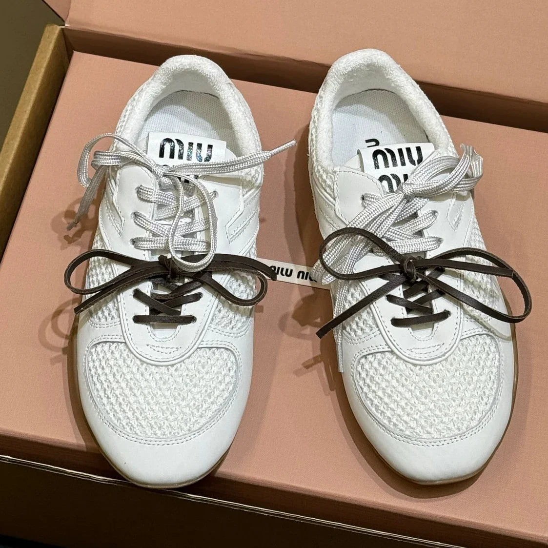 Miu Miu 2026 Tyre Sneaker White Mesh Leather 621348