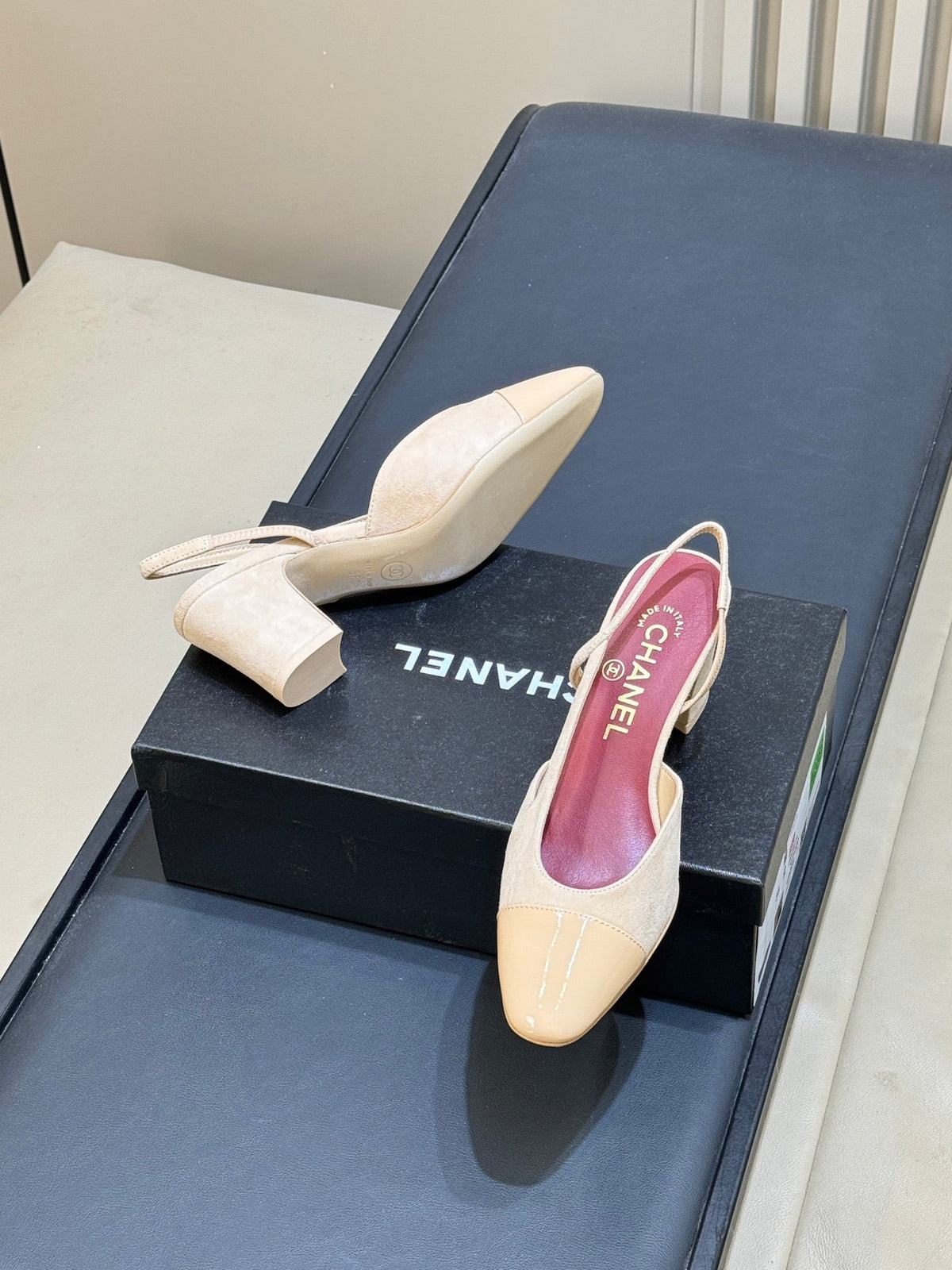 CC 26s Cap-Toe Slingbacks 6.5cm Beige Velvet 150299